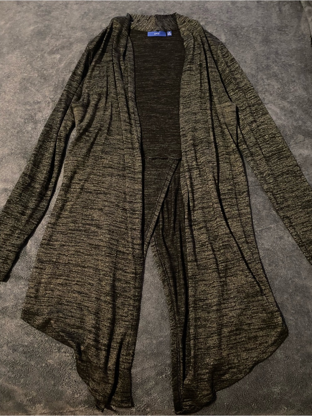 Apt. 9 Women's Heathered Charcoal Open-Front Cardigan